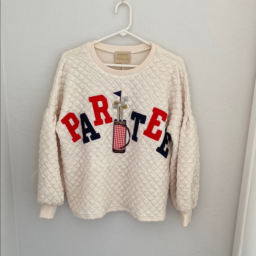 Judith March Cream and Red Crew Neck Sweater